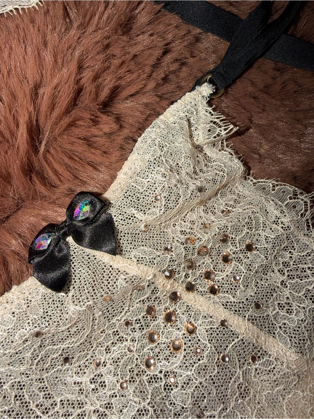 RARE VS 2014 Fashion Show London Gilded Angels 3-Pc Swarovski Lingerie Set 32D - Picture 7 of 8